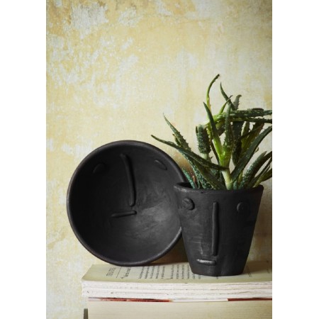 Χειροποίητο Πύλινο Ποτ λουλουδιών με πρόσωπο